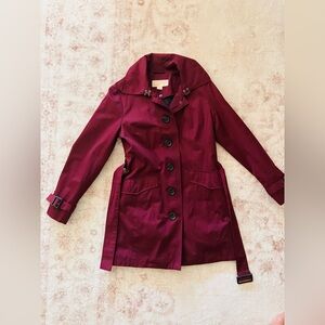 Michael Kors Burgundy Trench Coat with Belt